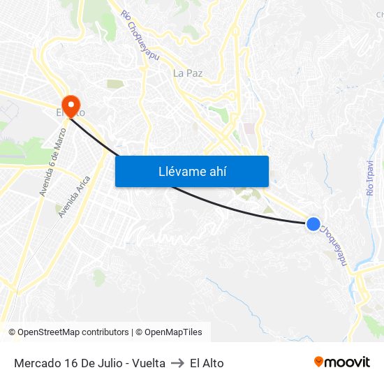Mercado 16 De Julio - Vuelta to El Alto map