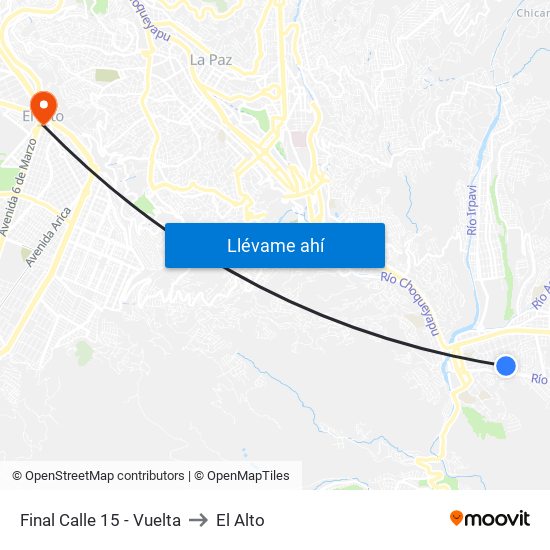 Final Calle 15 - Vuelta to El Alto map