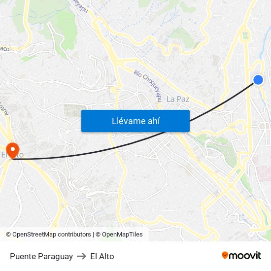 Puente Paraguay to El Alto map