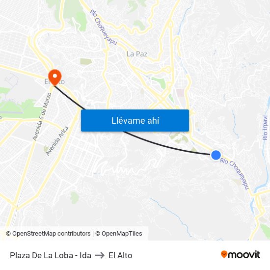 Plaza De La Loba - Ida to El Alto map