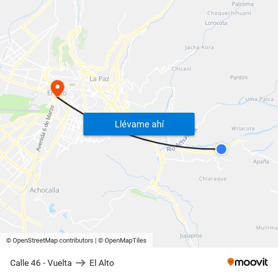 Calle 46 - Vuelta to El Alto map