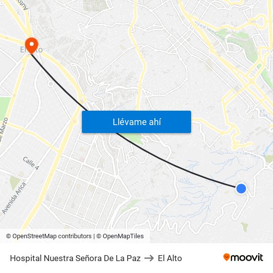Hospital Nuestra Señora De La Paz to El Alto map