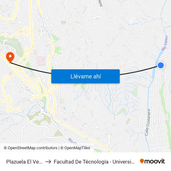 Plazuela El Vergel - Vuelta to Facultad De Técnología - Universidad Mayor De San Andres map