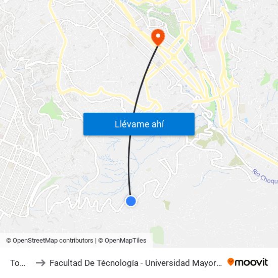 Tomillo to Facultad De Técnología - Universidad Mayor De San Andres map