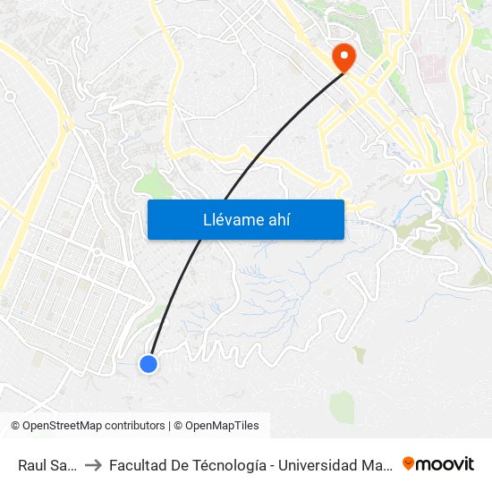 Raul Salmón to Facultad De Técnología - Universidad Mayor De San Andres map