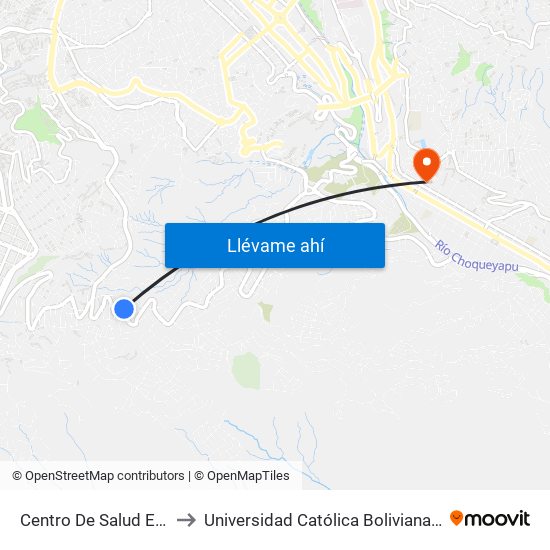 Centro De Salud El Vergel to Universidad Católica Boliviana San Pablo map