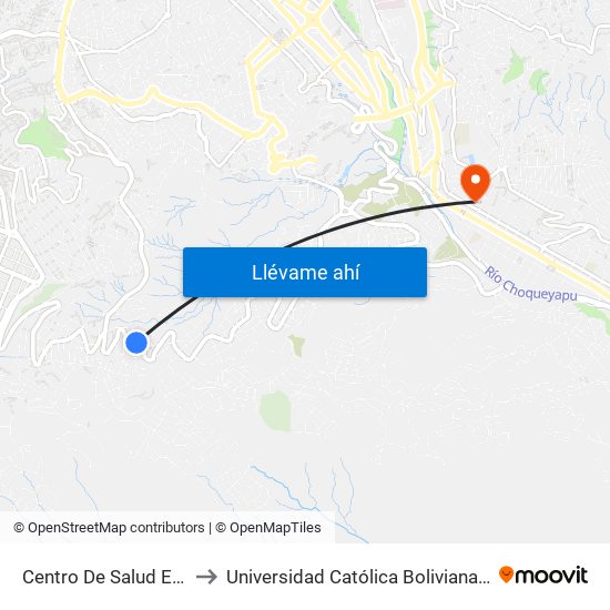 Centro De Salud El Vergel to Universidad Católica Boliviana San Pablo map