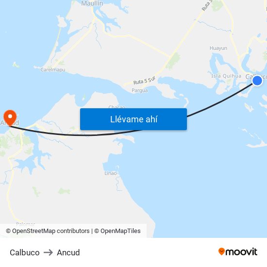 Calbuco to Ancud map