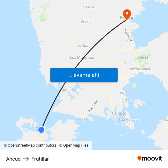 Ancud to Frutillar map