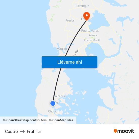 Castro to Frutillar map