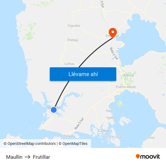 Maullin to Frutillar map