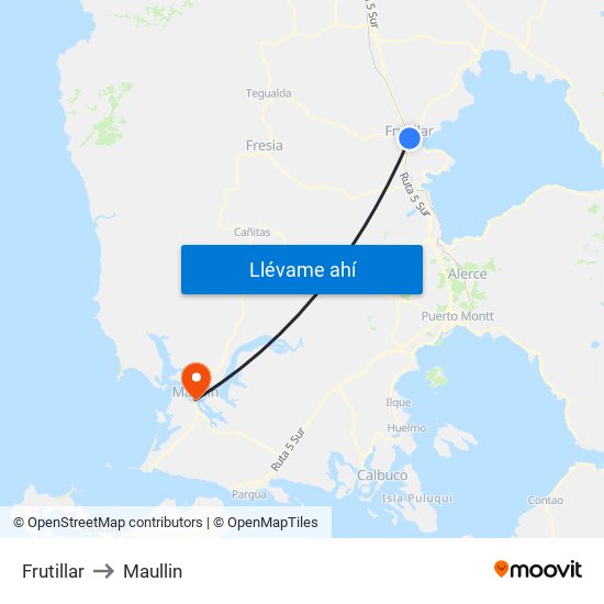 Frutillar to Maullin map