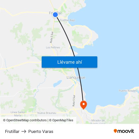 Frutillar to Puerto Varas map