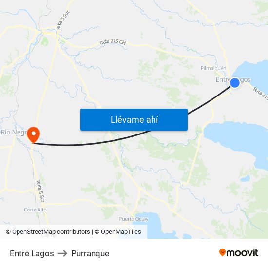Entre Lagos to Purranque map