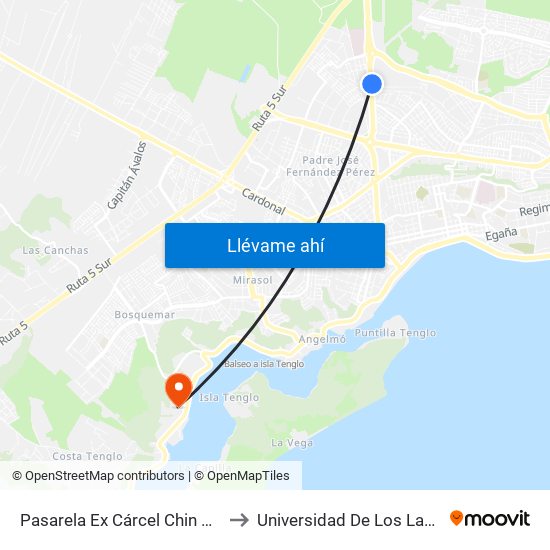 Pasarela Ex Cárcel Chin Chin to Universidad De Los Lagos map