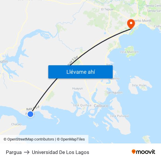 Pargua to Universidad De Los Lagos map