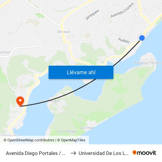 Avenida Diego Portales / Videla to Universidad De Los Lagos map