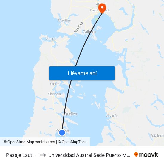 Pasaje Lautaro to Universidad Austral Sede Puerto Montt map