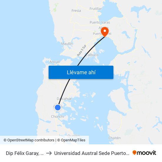 Dip Félix Garay, 845 to Universidad Austral Sede Puerto Montt map