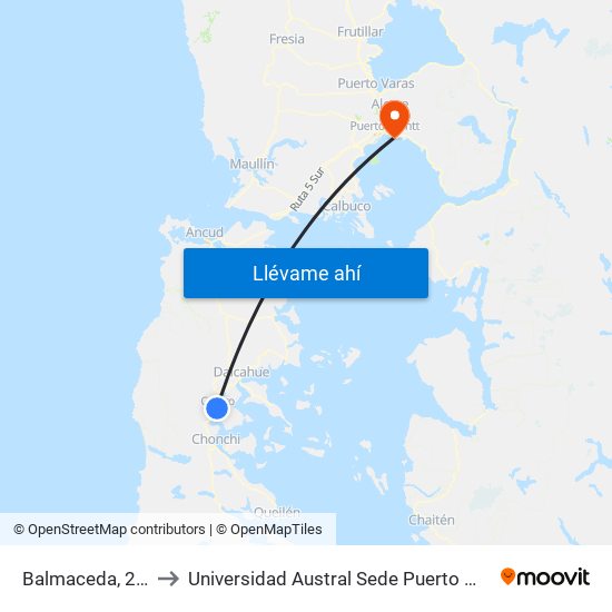 Balmaceda, 250 to Universidad Austral Sede Puerto Montt map