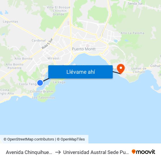 Avenida Chinquihue Km 7. 2 to Universidad Austral Sede Puerto Montt map