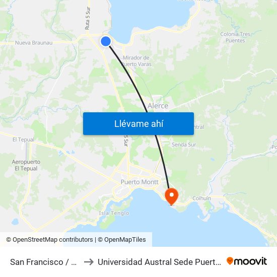 San Francisco / Colón to Universidad Austral Sede Puerto Montt map