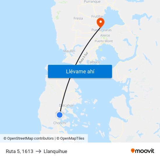 Ruta 5, 1613 to Llanquihue map