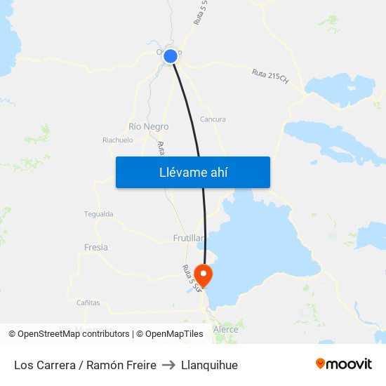 Los Carrera / Ramón Freire to Llanquihue map