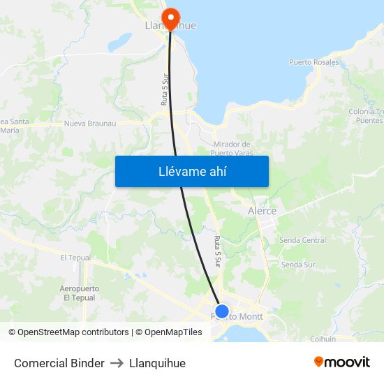 Comercial Binder to Llanquihue map