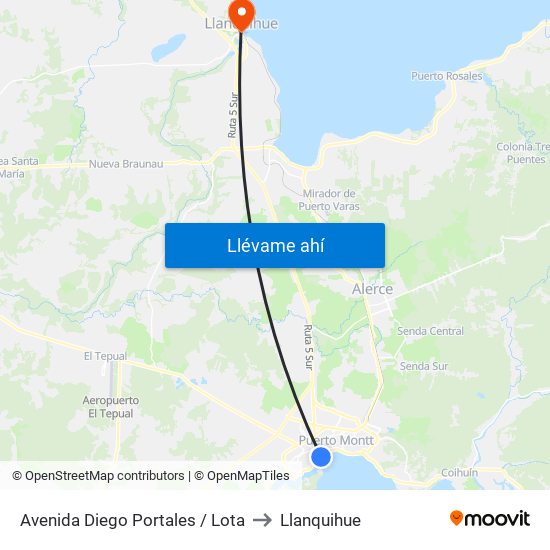 Avenida Diego Portales / Lota to Llanquihue map