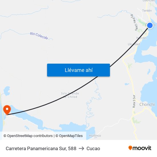 Carretera Panamericana Sur, 588 to Cucao map