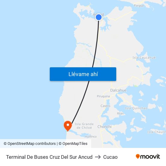Terminal De Buses Cruz Del Sur Ancud to Cucao map