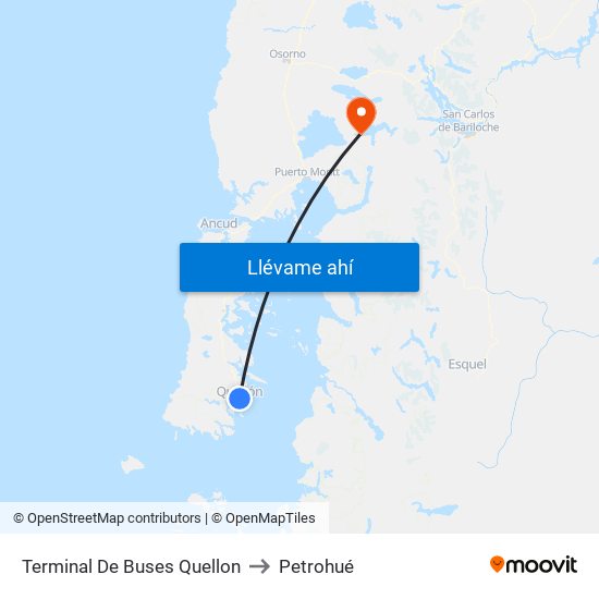 Terminal De Buses Quellon to Petrohué map