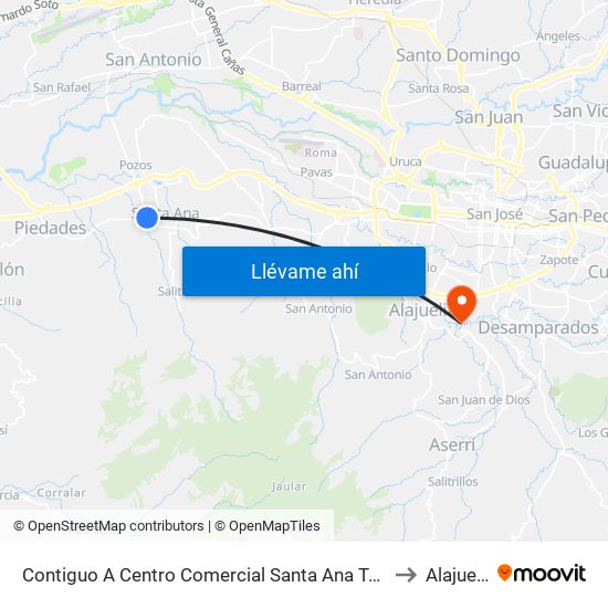 Contiguo A Centro Comercial Santa Ana Town Center to Alajuelita map