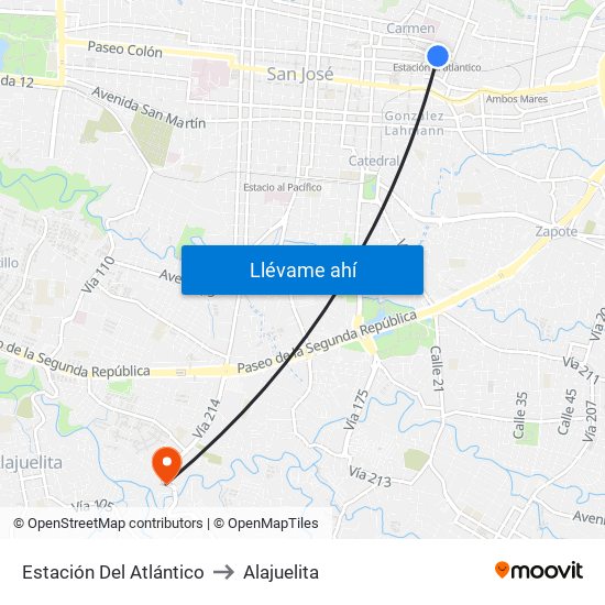 Estación Del Atlántico to Alajuelita map