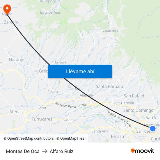 Montes De Oca to Alfaro Ruiz map