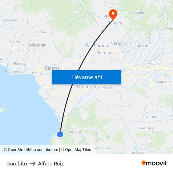 Garabito to Alfaro Ruiz map