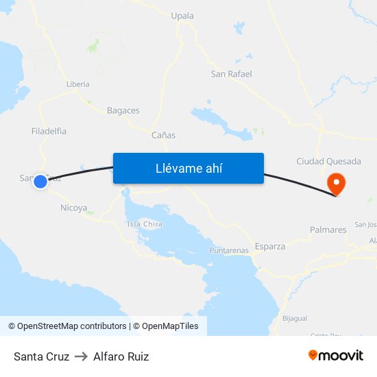 Santa Cruz to Alfaro Ruiz map