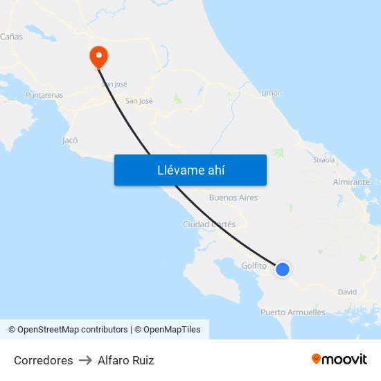 Corredores to Alfaro Ruiz map