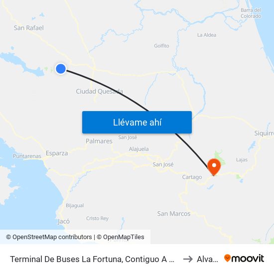Terminal De Buses La Fortuna, Contiguo A Megasuper La Fortuna to Alvarado map