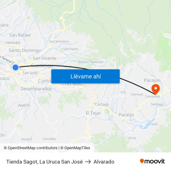 Tienda Sagot, La Uruca San José to Alvarado map