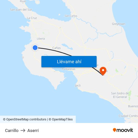 Carrillo to Aserrí map