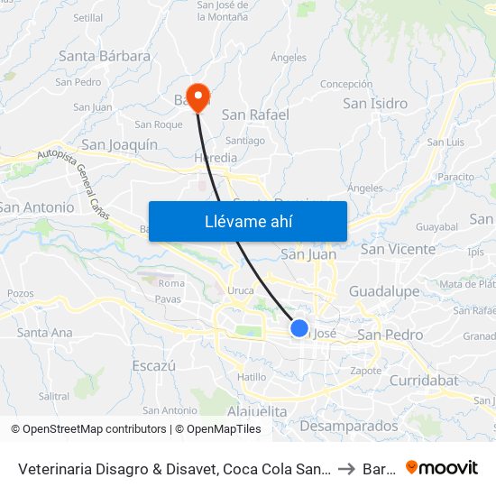 Veterinaria Disagro & Disavet, Coca Cola San José to Barva map