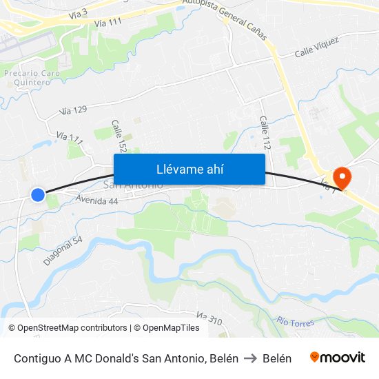 Contiguo A MC Donald's San Antonio, Belén to Belén map