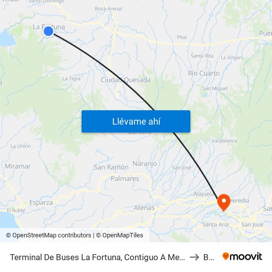 Terminal De Buses La Fortuna, Contiguo A Megasuper La Fortuna to Belén map