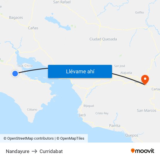 Nandayure to Curridabat map