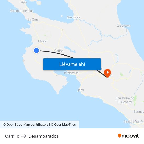 Carrillo to Desamparados map