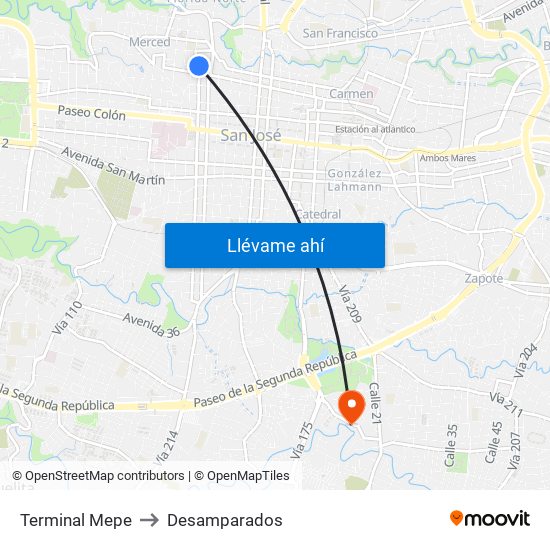 Terminal Mepe to Desamparados map