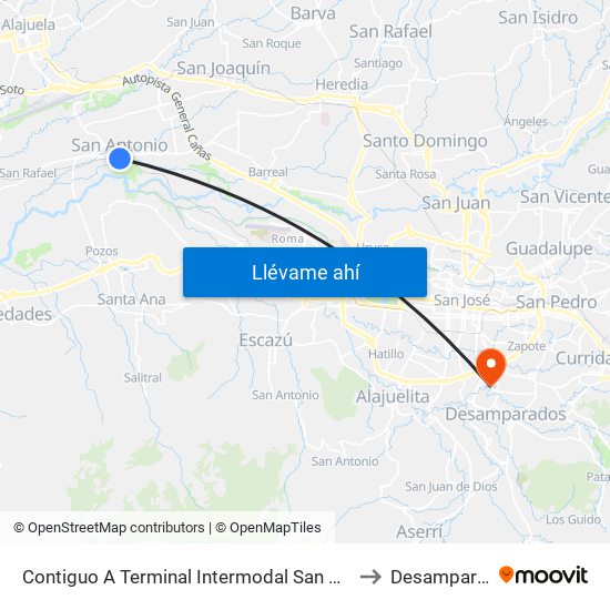 Contiguo A Terminal Intermodal San Antonio, Belén to Desamparados map