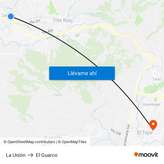 La Unión to La Unión map